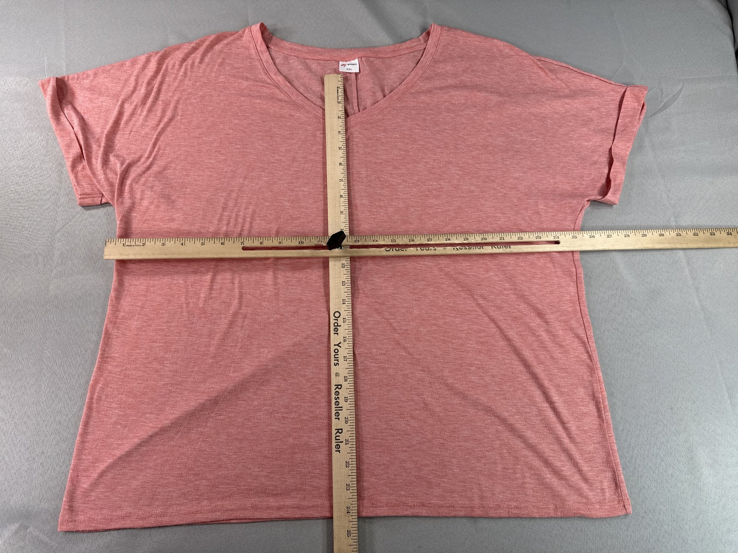 WINOLL Neck Tee Unisex XXL Pink Cotton Blend Relaxed Fit Short Sleeve Solid