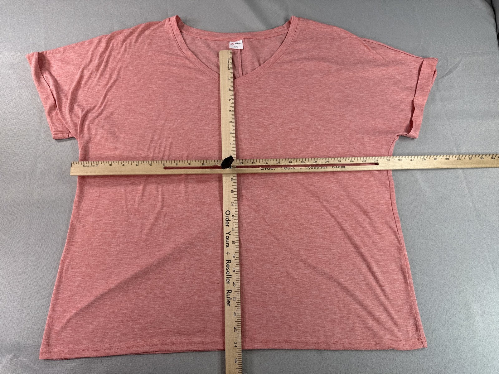 WINOLL Neck Tee Unisex XXL Pink Cotton Blend Relaxed Fit Short Sleeve Solid