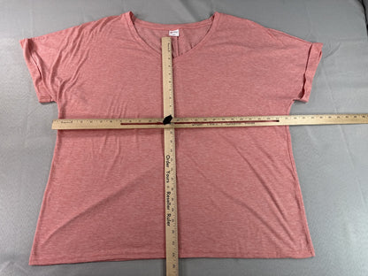 WINOLL Neck Tee Unisex XXL Pink Cotton Blend Relaxed Fit Short Sleeve Solid