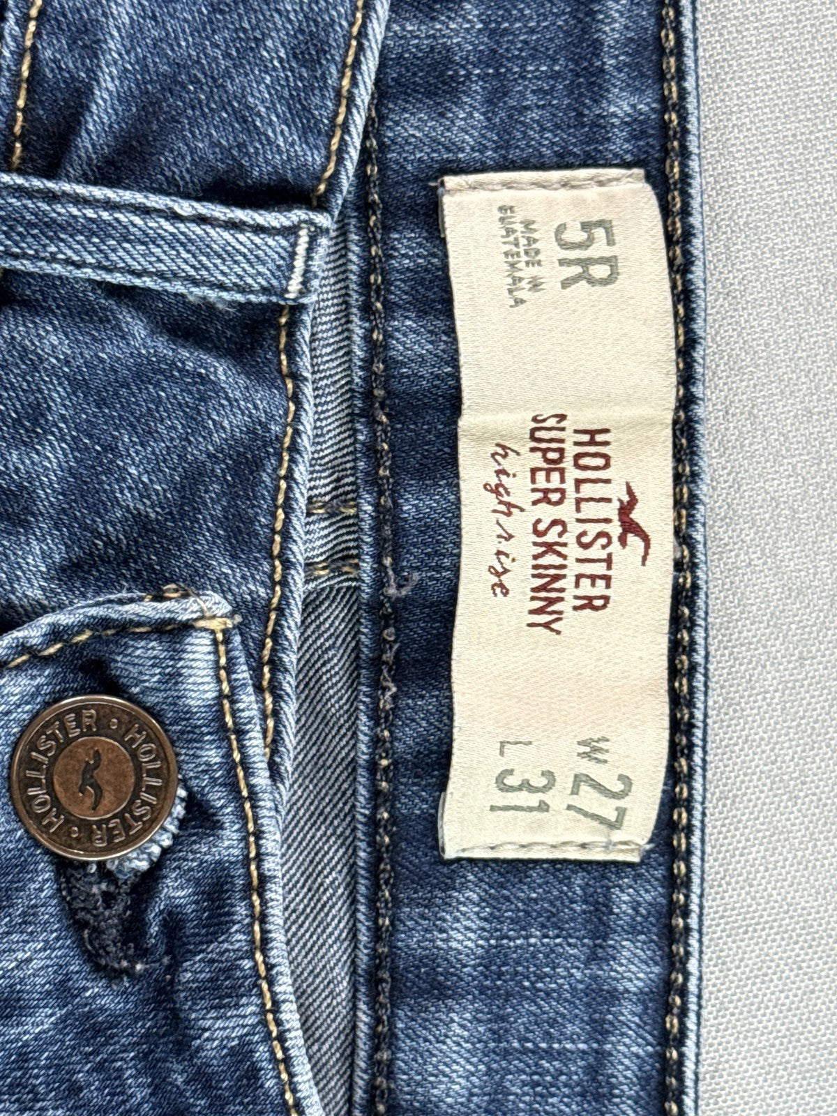 Hollister Super Skinny High Rise Jeans Womens 27x31 Medium Blue Wash Stretch