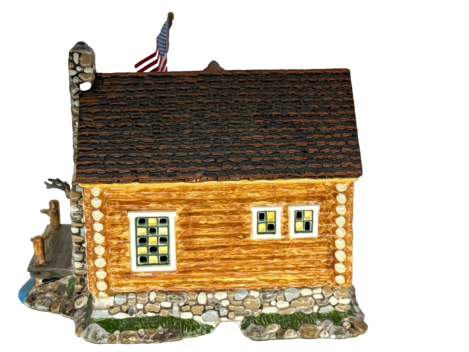 Department 56 Snow Village Grandpap's Cabin 55369 Lighted Log Cabin 2004 Retd