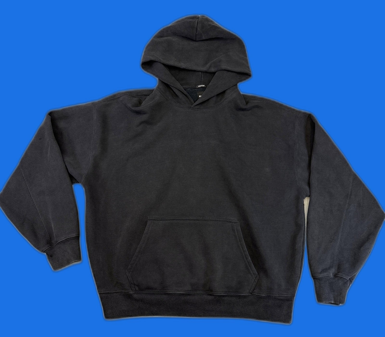RSQ Pullover Hoodie Large Black Fleece Unisex Regular Fit Long Sleeve Kangaroo