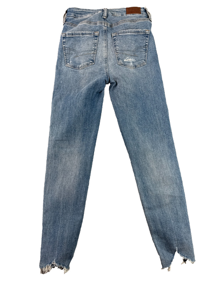 American Eagle Next Level Jegging Jeans 00 X-Short Distressed Raw Hem Blue