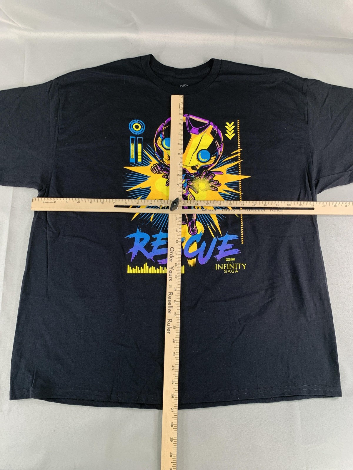 Marvel Rescue Shirt Mens 2XL Black Infinity Saga Pop Tee T-Shirt Hero Graphic