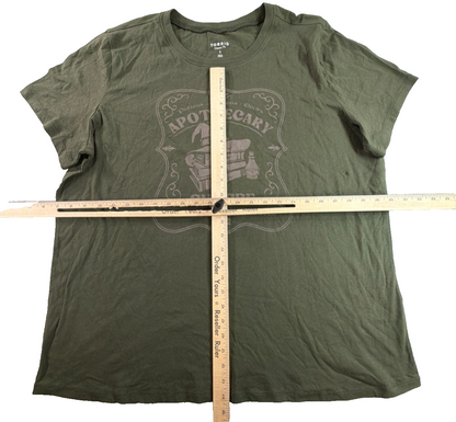 Torrid Apothecary Shoppe Womens 2X Green Salem 1692 Witch Halloween Tee Shirt