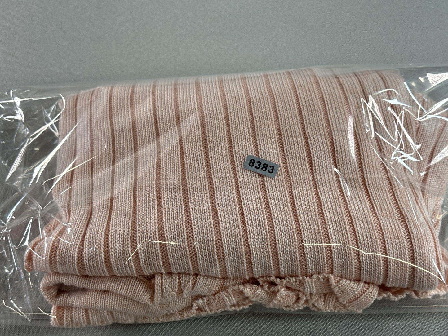 CINCIN Striped Neck Long Sleeve Knit Sweater Pink ONE Stretchy Collarless