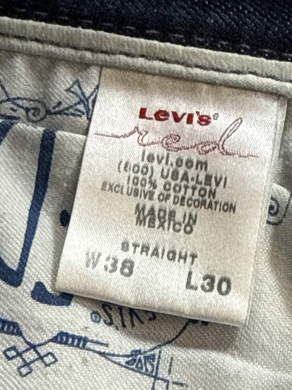Levi's 501 Straight Fit Jeans W38 L30 Dark Wash 100% Cotton Selvedge Denim