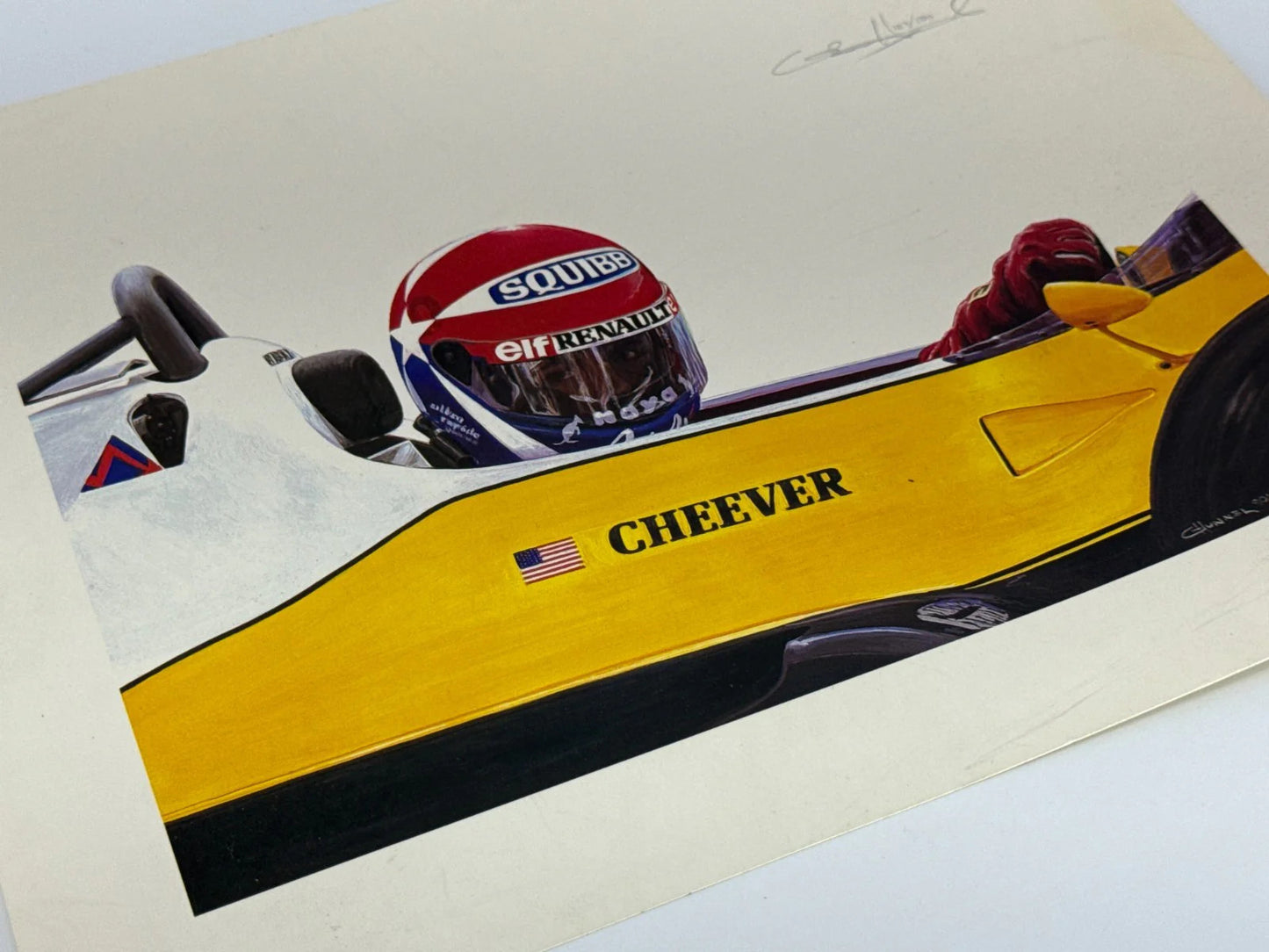 Cheever F1 Print Cademartori Signed 123 500 Renault Vintage Racing Art USA NWT
