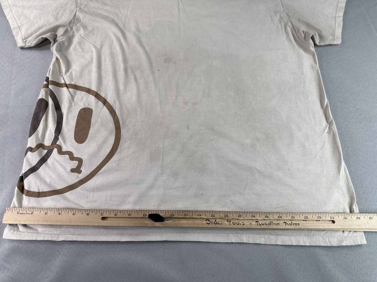 Eighty Eight Brand Smile Face Graphic Tee Streetwear 2XL Beige 100% Cotton