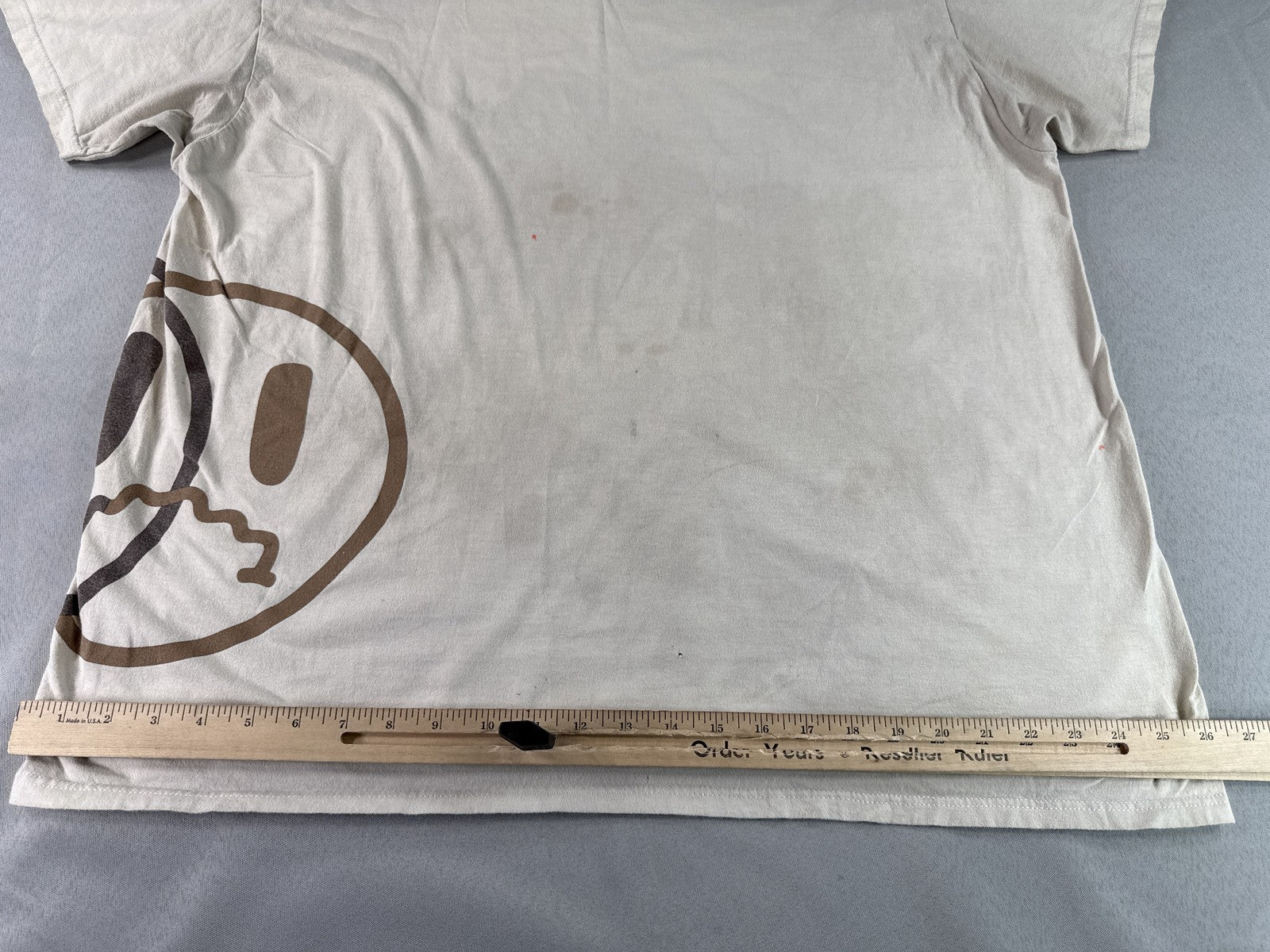 Eighty Eight Brand Smile Face Graphic Tee Streetwear 2XL Beige 100% Cotton