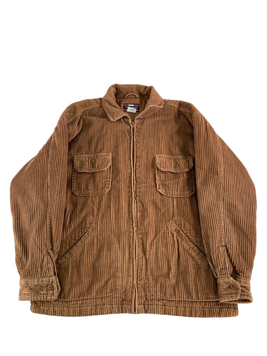 Old College Inn Jacket Mens Medium Brown Corduroy Full Zip Casual Vintage Style