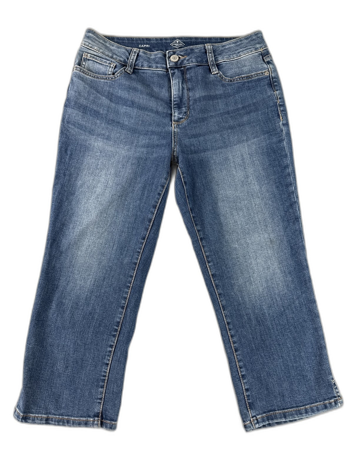 St. John's Bay Jeans Cropped Women’s 8 Blue Cotton Blend Stretch Denim Mid Rise