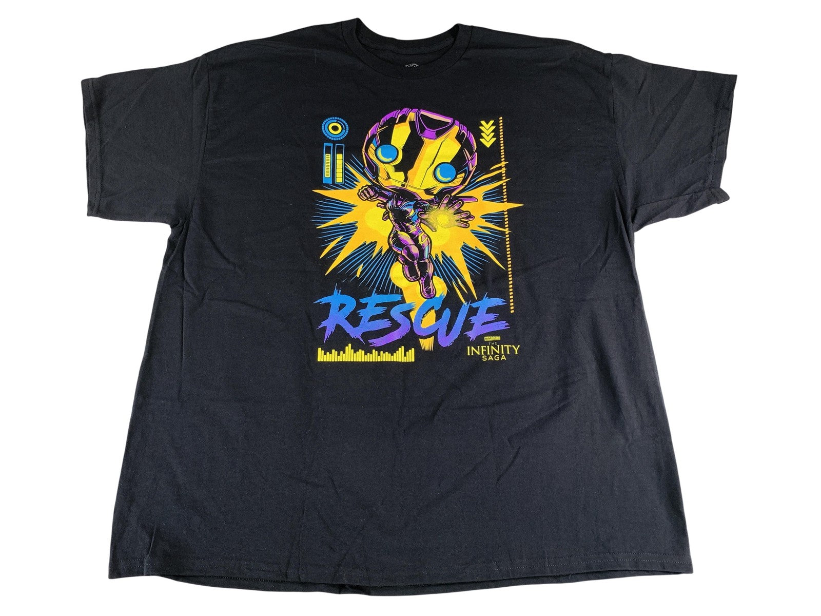 Marvel Rescue Shirt Mens 2XL Black Infinity Saga Pop Tee T-Shirt Hero Graphic