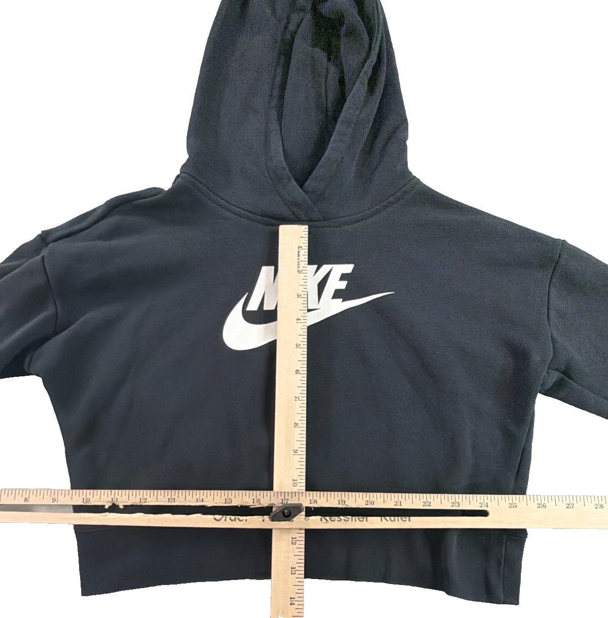 Nike Sportswear Club Fleece Oversized Crop Pullover Hoodie Women XL Black Swoosh