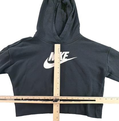 Nike Sportswear Club Fleece Oversized Crop Pullover Hoodie Women XL Black Swoosh