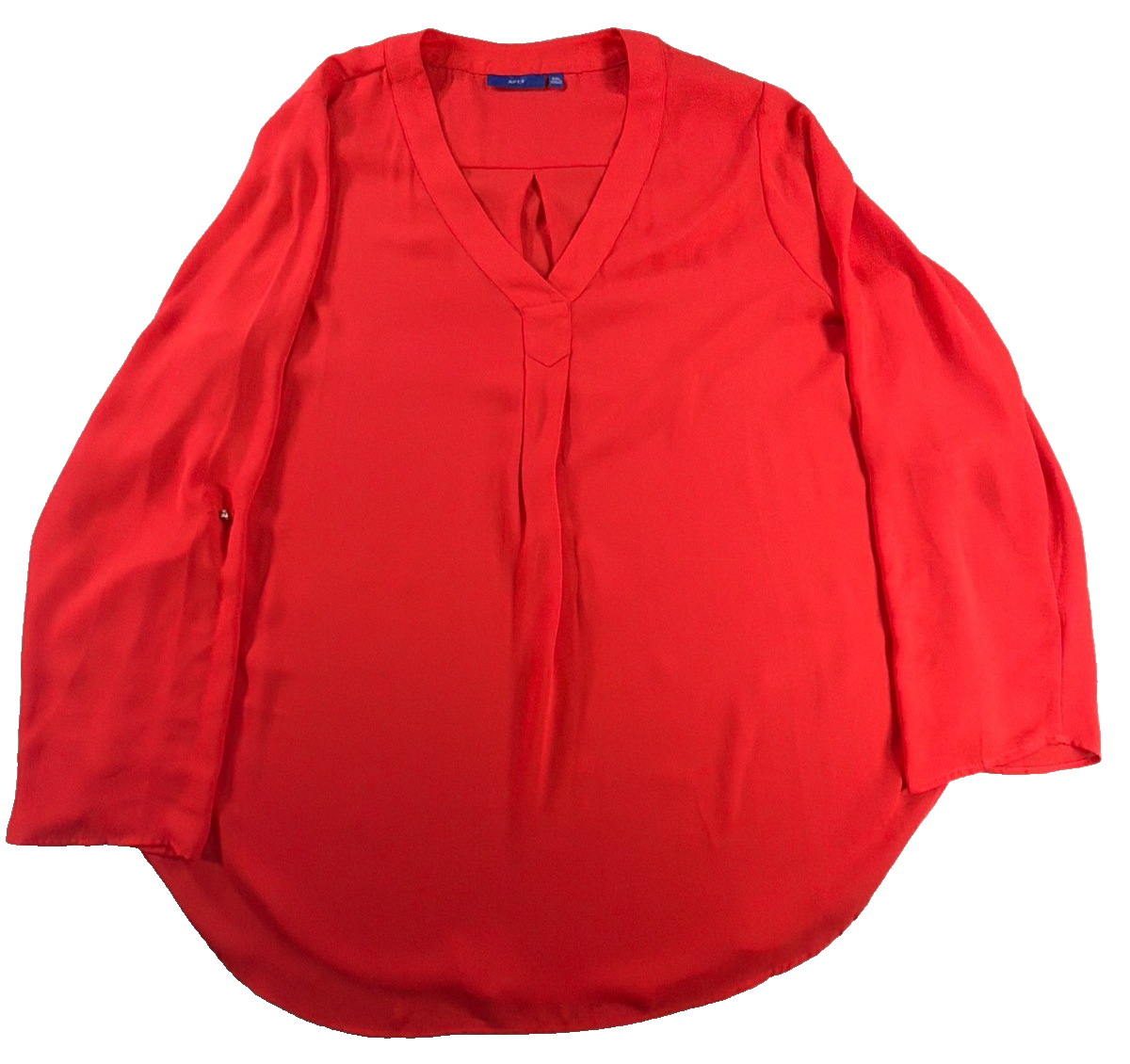 Apt 9 Blouse Women XXL Coral Red Orange V Neck Keyhole Long Sleeve Chiffon Top