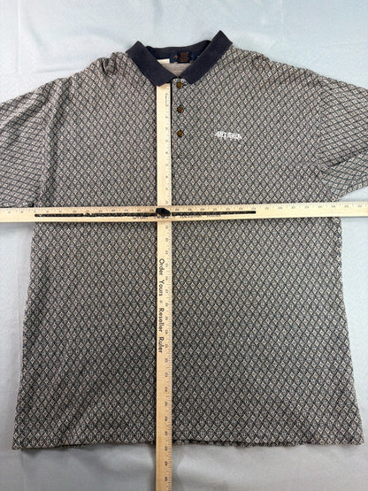 Antigua Golf Men 3XL Gray Diamond Jacquard Polo Shirt 100% Cotton Short Sleeve