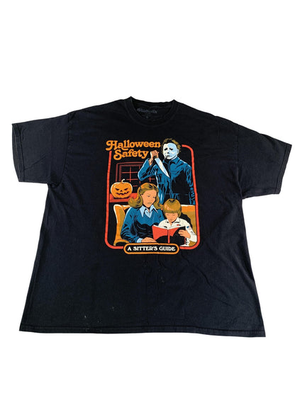 Halloween Safety Shirt Mens 2XL Michael Myers Babysitter Guide Horror Movie Tee