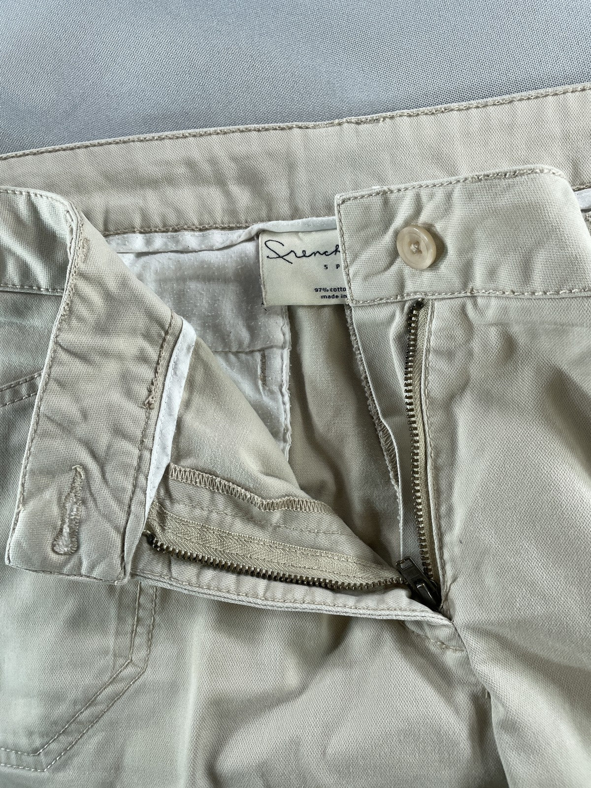 French Laundry Sport Pants Womens 12P Beige Cropped Stretch Casual Capri Cotton