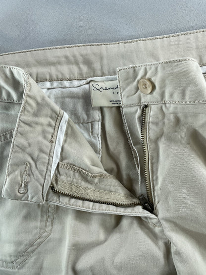 French Laundry Sport Pants Womens 12P Beige Cropped Stretch Casual Capri Cotton