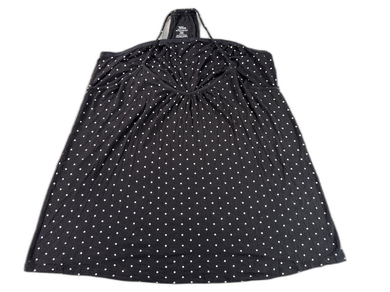 Secret Treasures Sleep Dress 3X 3X/3XG Black Polka Dot Rayon Spandex Nightgown