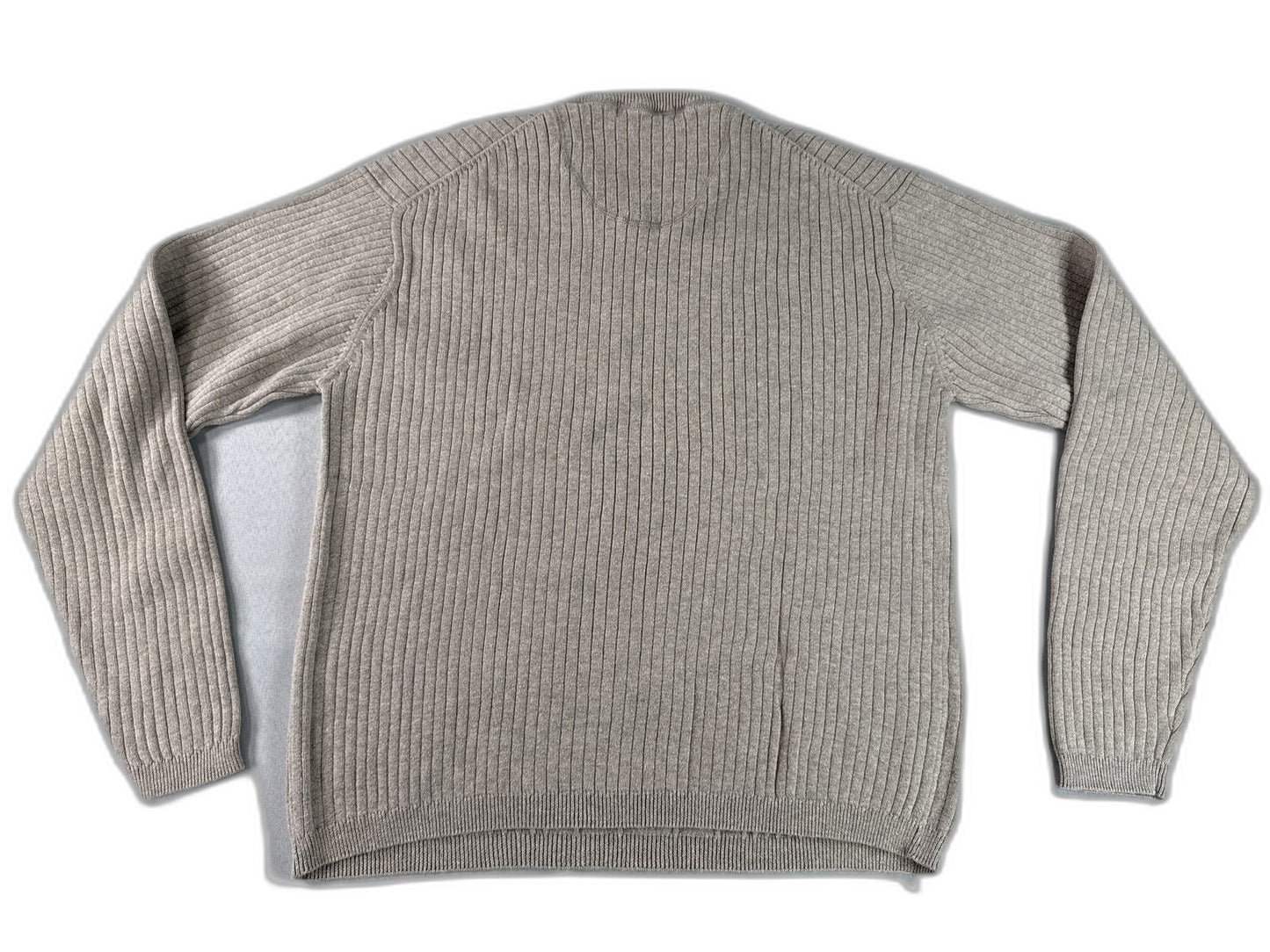 JANTZEN Ribbed V Sweater M M/M Beige 100% COMBED COTTON Regular Fit Long