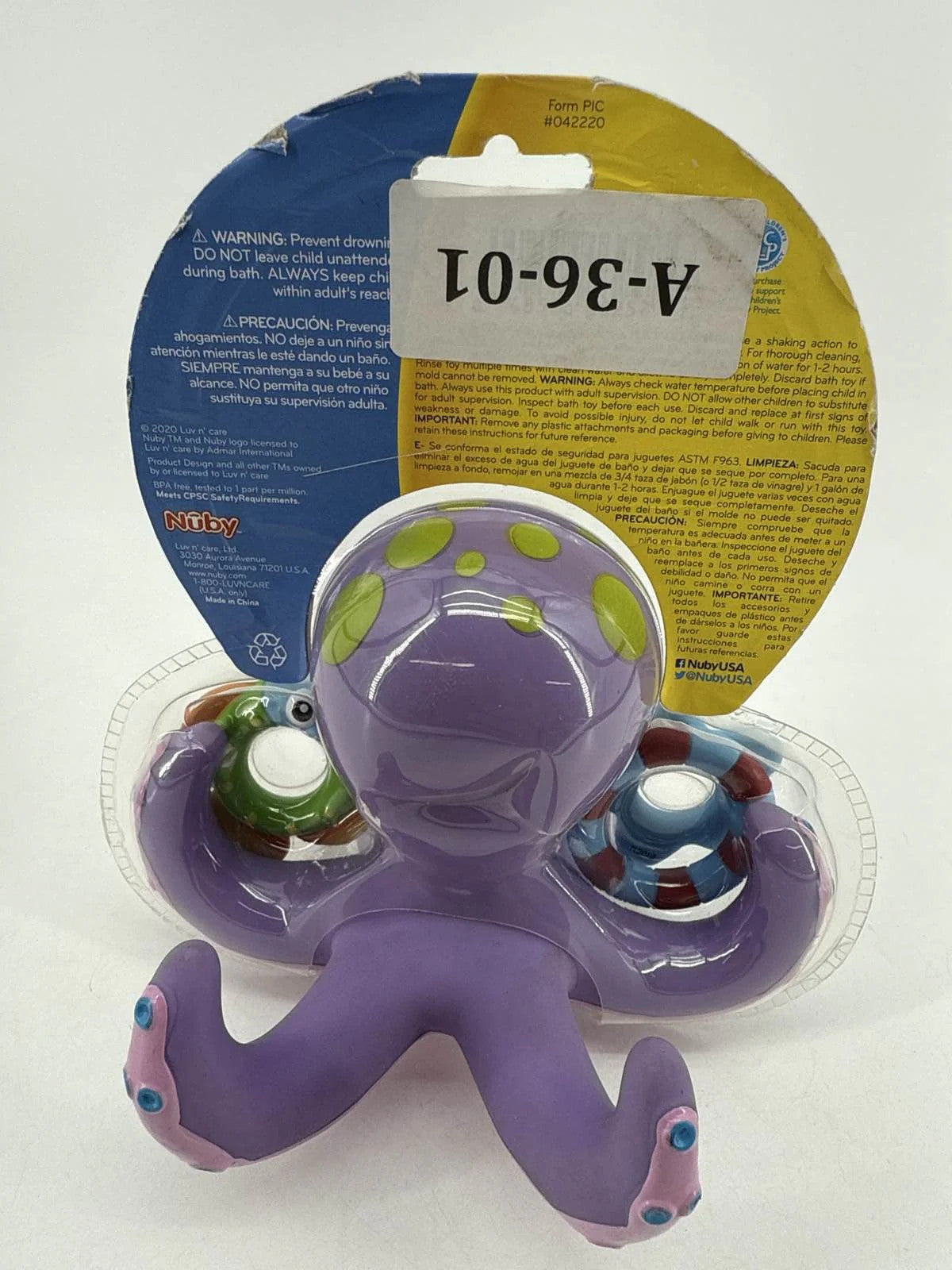 Nuby Octopus Hoopla Floating Bath Toy 3 Rings Purple 18m+ BPA Free Unbranded NWT