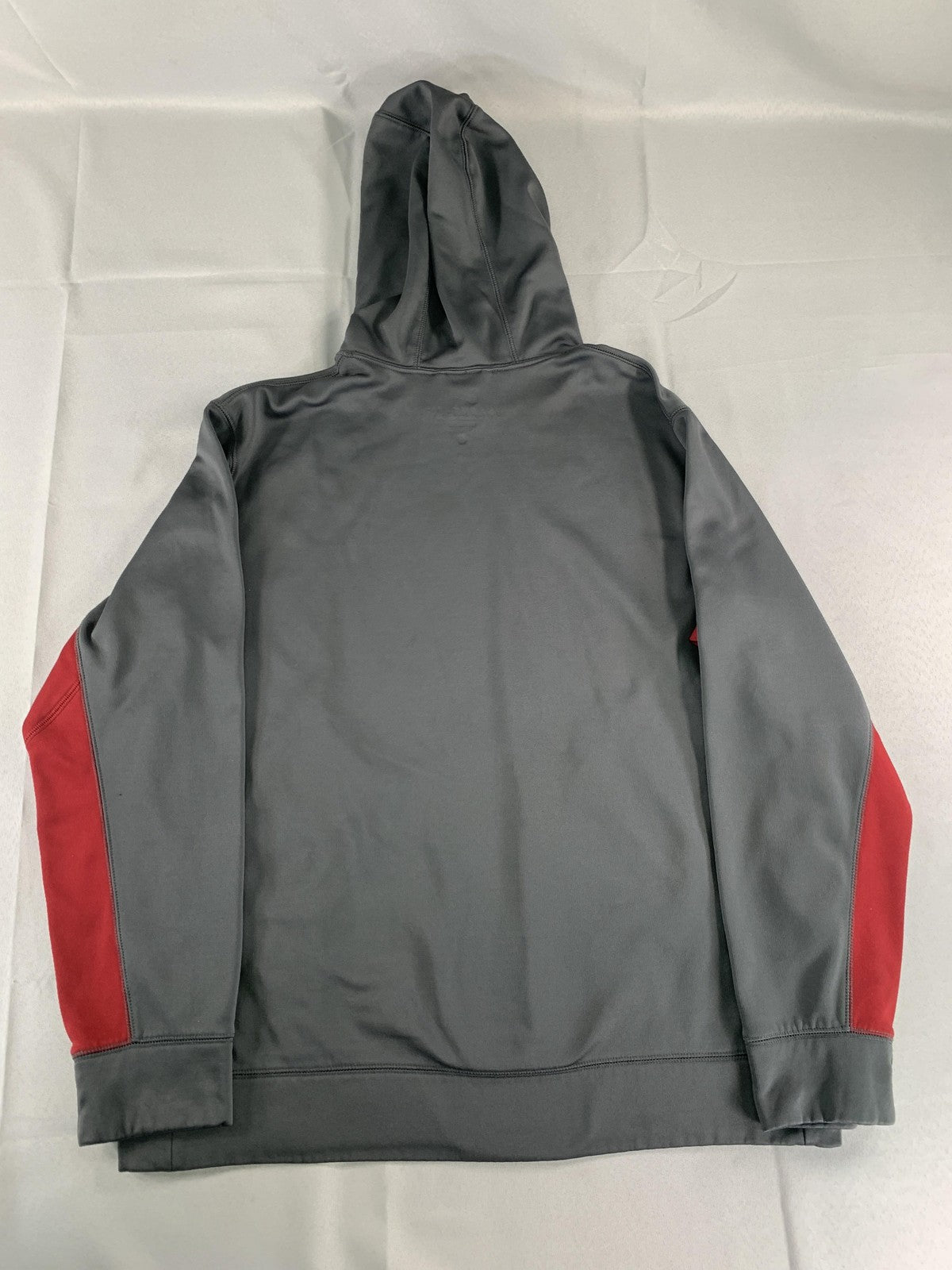 Nike Therma-Fit Hoodie Mens Large Gray Red Pullover Sweatshirt Swoosh Logo 100