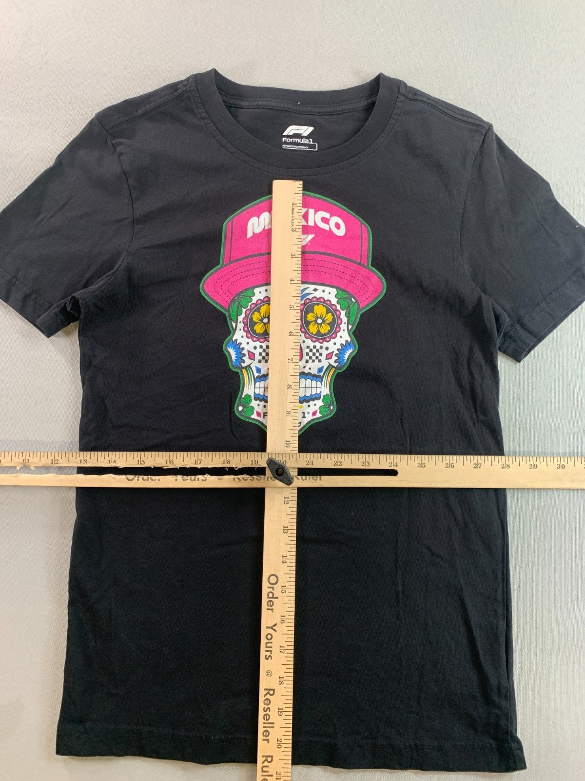 Formula 1 Mexico GP Sugar Skull Graphic T-Shirt Womens XS Black F1 Official Tee