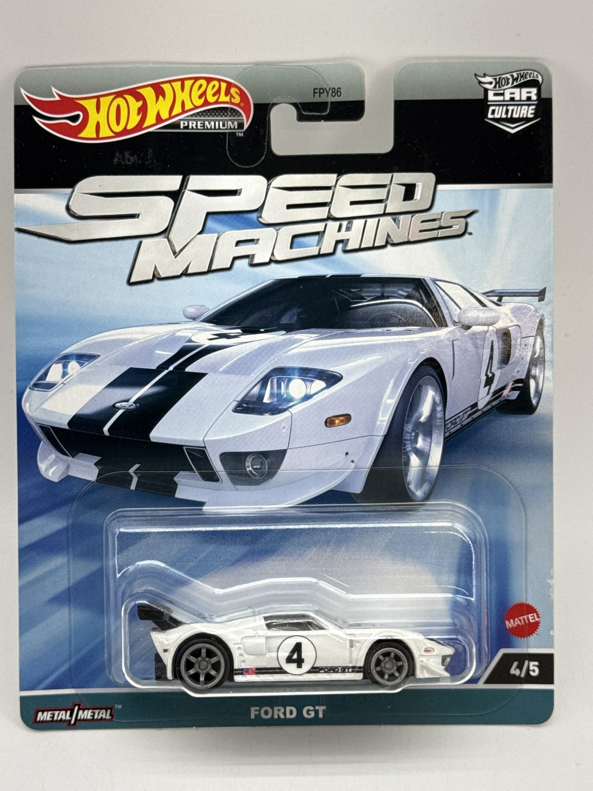 Hot Wheels Speed Machines Ford GT Collectible Diecast Car 1:64 Scale White Metal