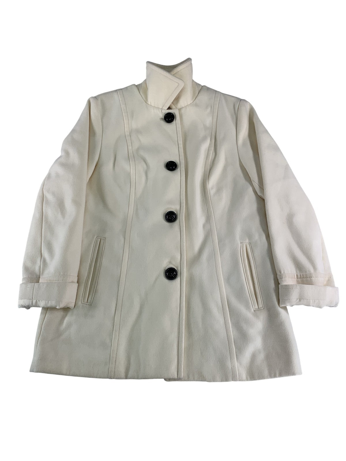 Liz Claiborne Coat Womens Large Wool Blend Button Front Winter Jacket Black NWT