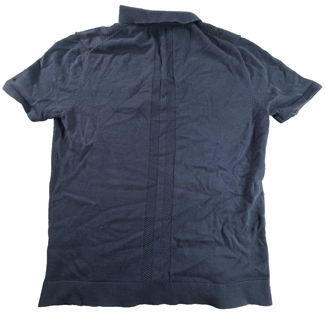 Ben Sherman Mens Large Navy Knit Vertical Stripe Polo Shirt Mod Retro Cotton