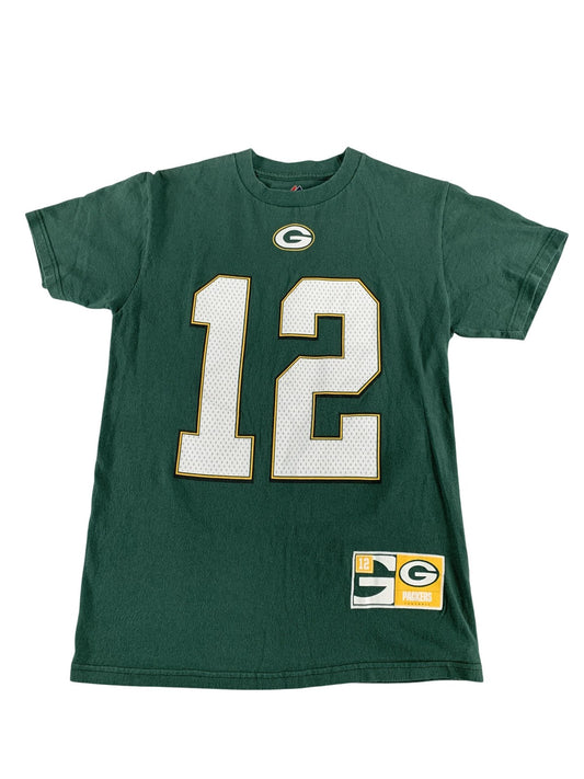 Green Bay Packers Shirt Mens Small Green NFL Football 12 Rodgers Majestic Tee