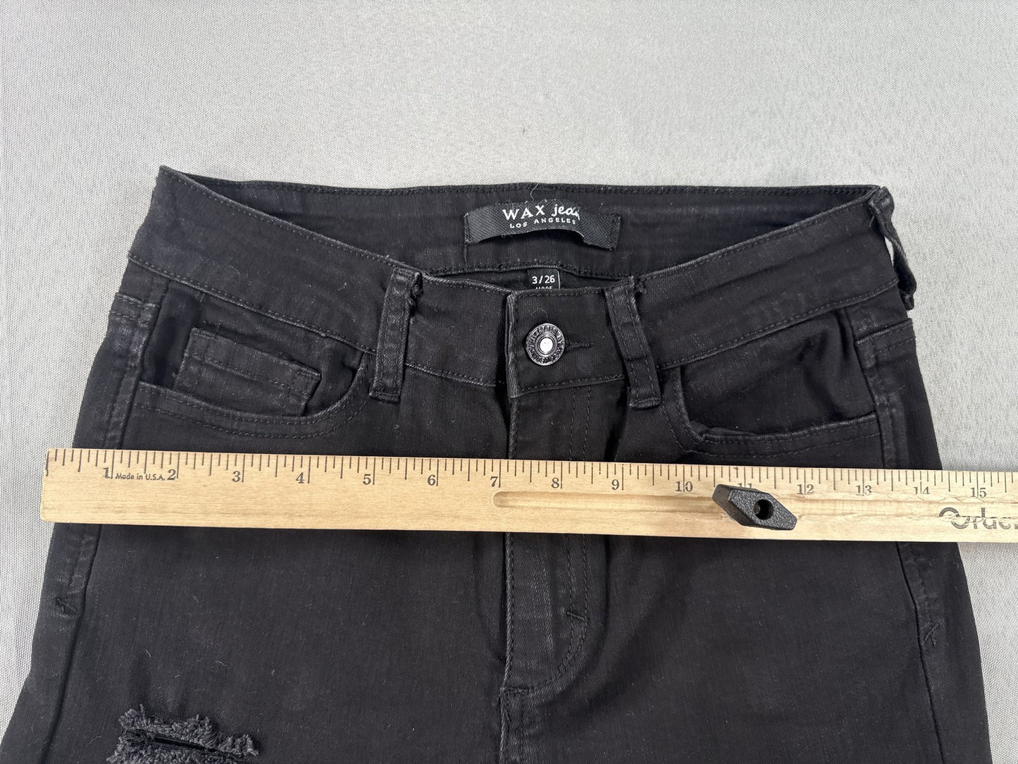 WAX Skinny Distressed Ripped Black Jeans 6 Womens Denim High Waist Pants Faded