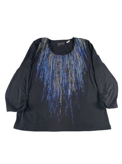 Chicos Zenergy Shirt Womens 2 Sequin Embellished 3/4 Sleeve Pullover Top Apparel