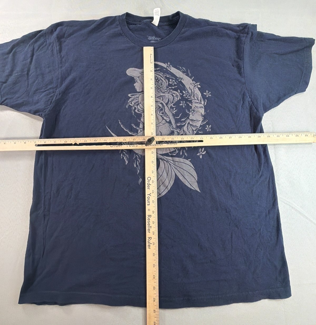 Disney Little Mermaid Mens 2XL Navy Ariel Crescent Moon Sketch Graphic Tee Shirt