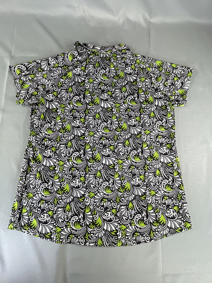 Bette & Court Polo Shirt Mens XL Black White Green Pattern Performance Golf Top