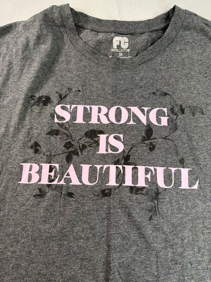 Strong Is Beautiful FitCollective Womens 3X Charcoal Gray Floral Graphic Tee