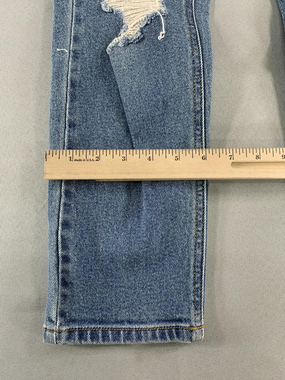 Cello Jeans Womens 00 23 Blue Super High Rise Mom Fit Distressed Denim Authentic