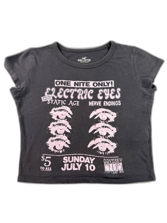 Hollister Electric Eyes Graphic Tee Black Short Sleeve Music Vintage Style