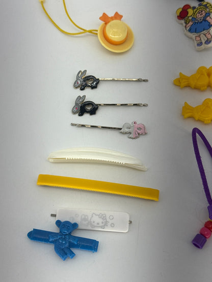 Vintage 1980s Kids Hair Accessories Lot Barrettes Clips Charms Cabbage Patch 20