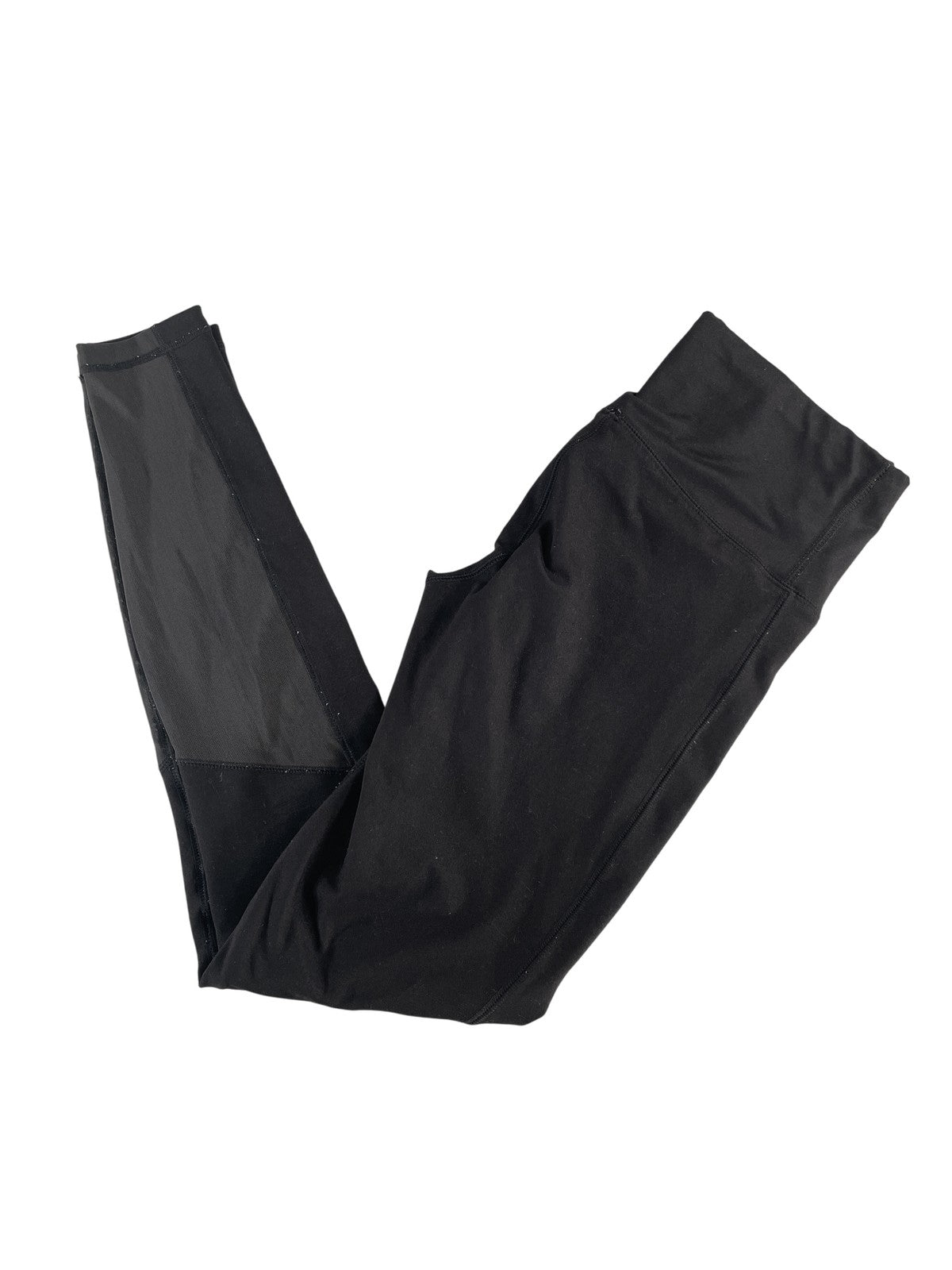 Puma Leggings Womens Medium Black Moto Activewear Mesh Panel High Waist Athletic