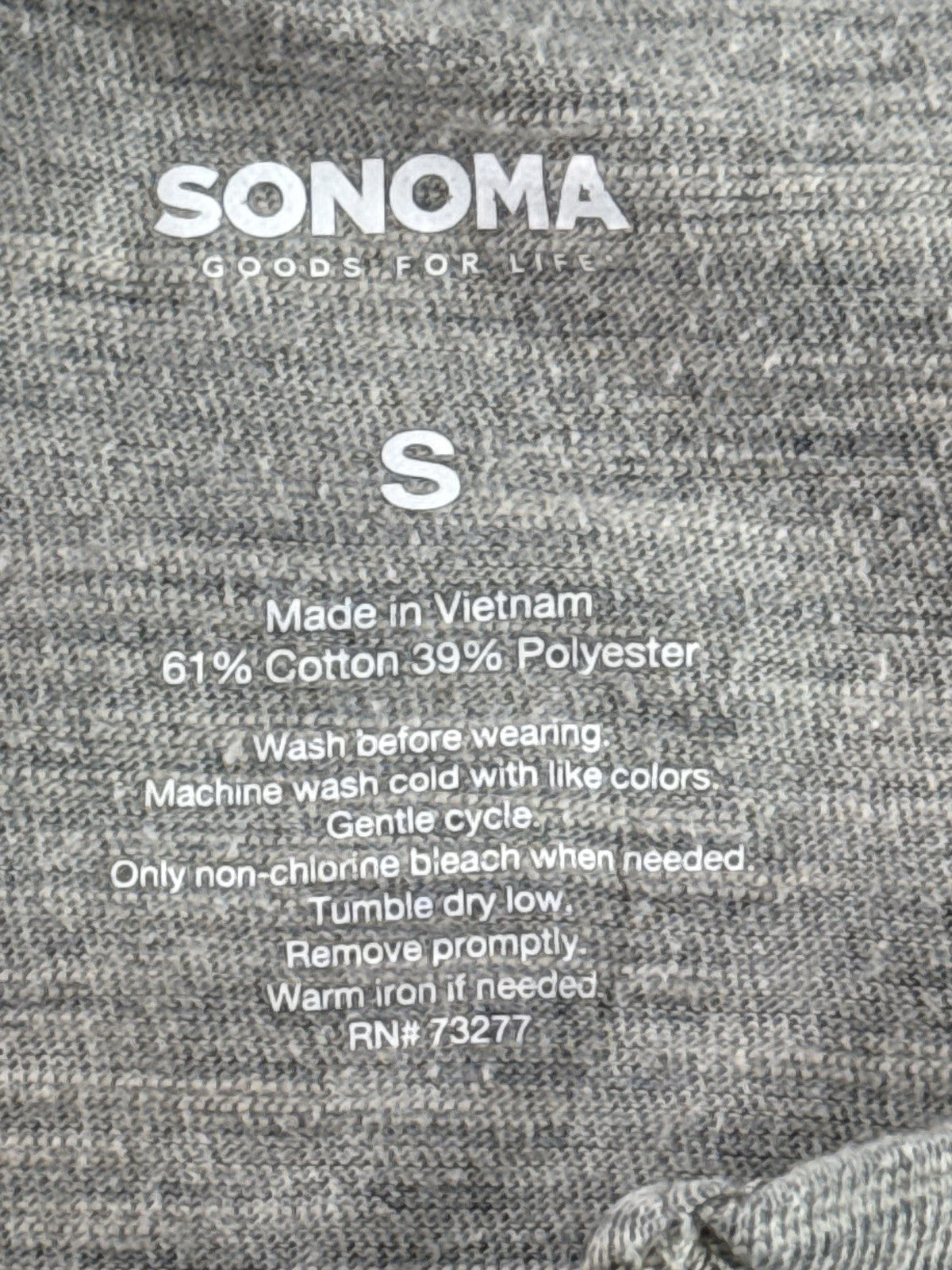 SONOMA Henley Shirt S Gray Cotton Blend Short Sleeve Soft Solid VN Mens Relaxed
