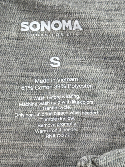 SONOMA Henley Shirt S Gray Cotton Blend Short Sleeve Soft Solid VN Mens Relaxed