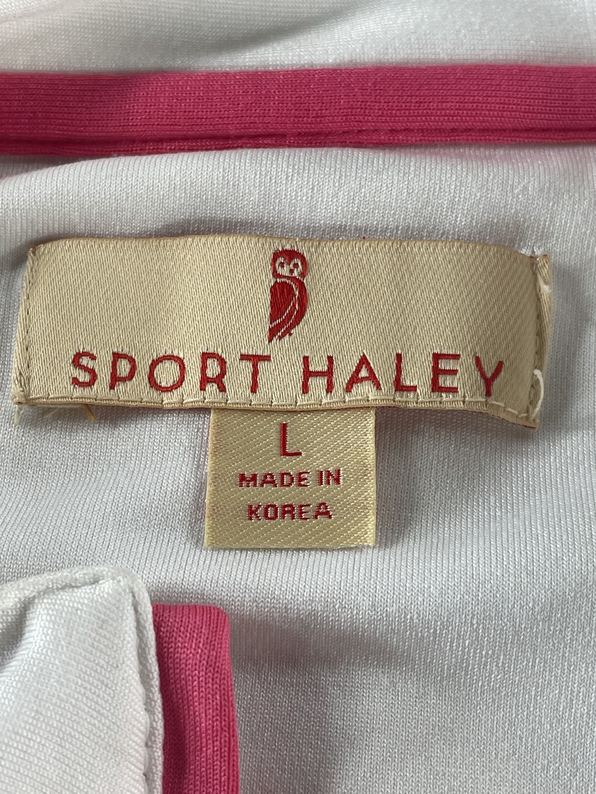 Sport Haley Shirt Womens Large White Pink Zip Golf Athletic Performance Stretch