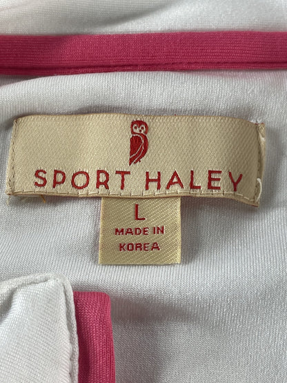 Sport Haley Shirt Womens Large White Pink Zip Golf Athletic Performance Stretch