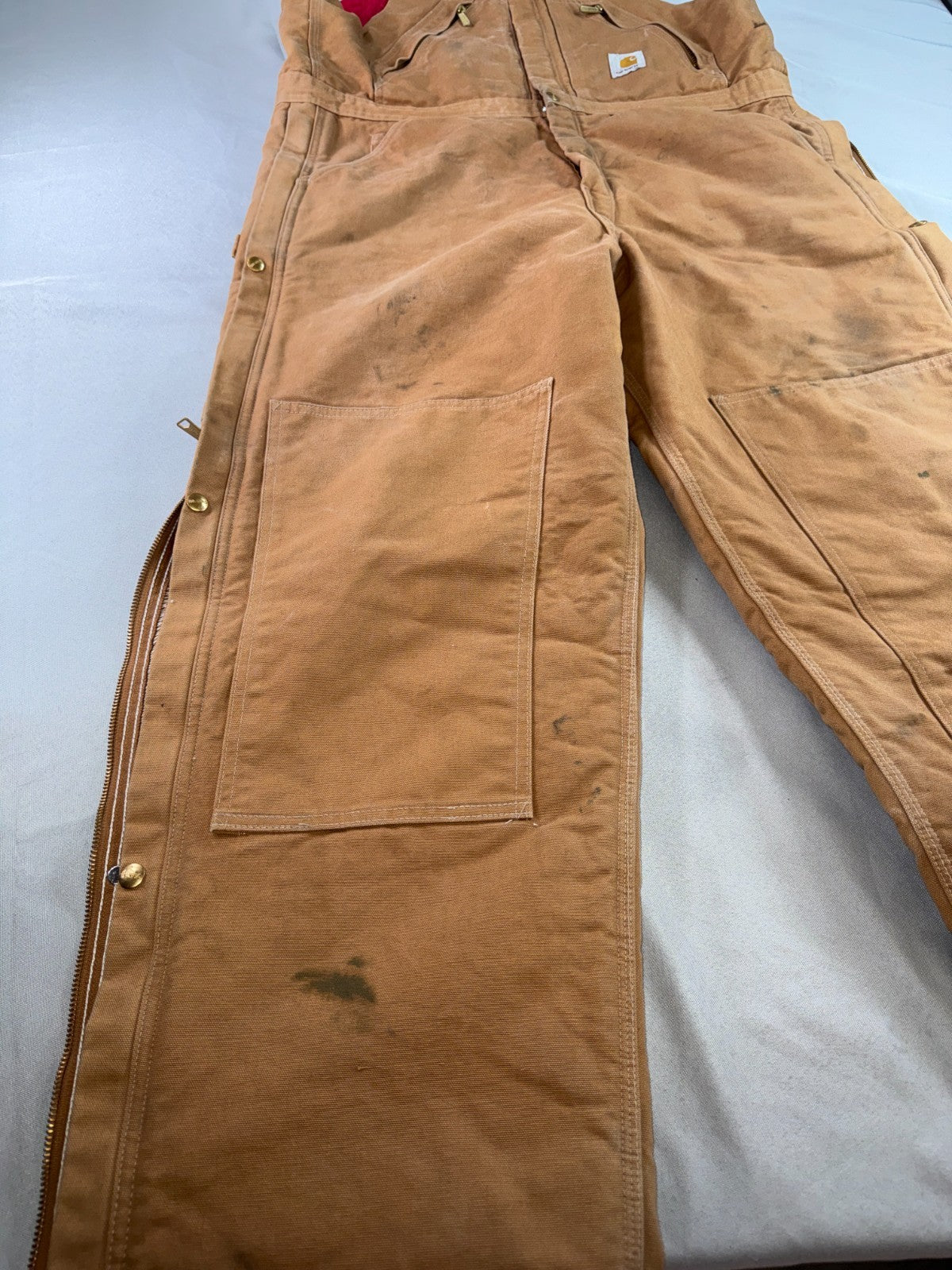 Carhartt R38 BRN Brown Duck Bib Overalls Quilt Lined USA Workwear 40x32