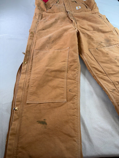 Carhartt R38 BRN Brown Duck Bib Overalls Quilt Lined USA Workwear 40x32