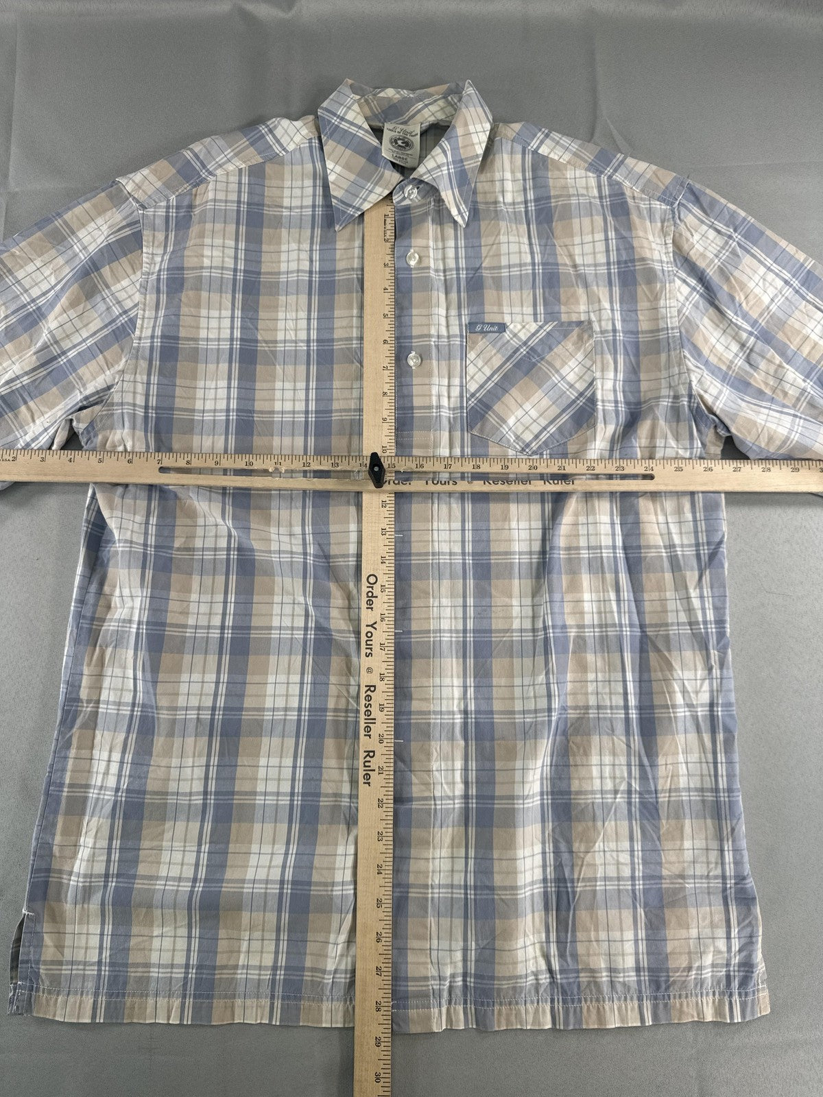 G Unit Shirt Mens Large Plaid Short Sleeve Tools of the Trade Heavyweight NWT