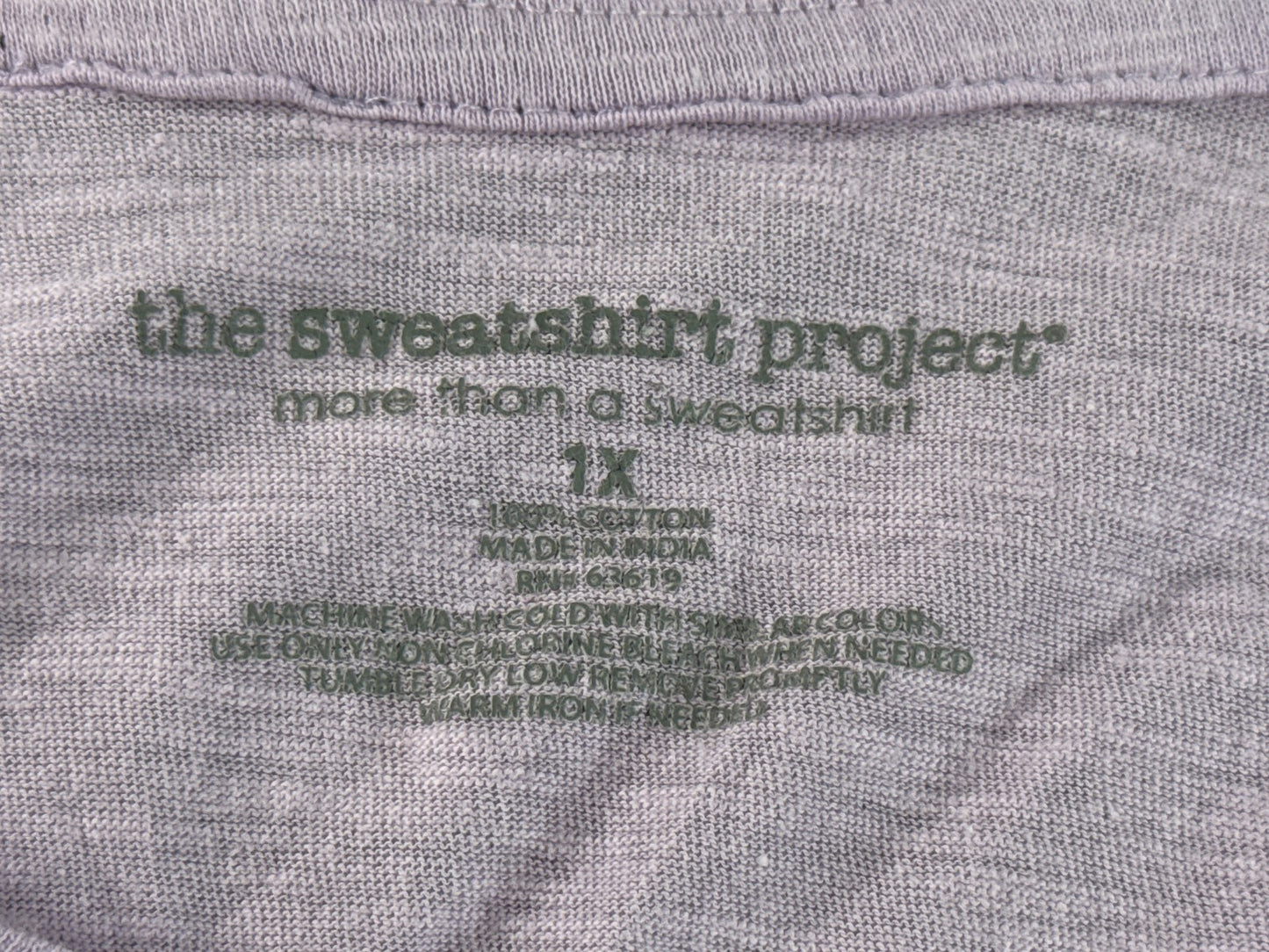 Sweatshirt Project Lavender Drawstring Top 1X Scoop Neck Short Sleeve Rayon Long
